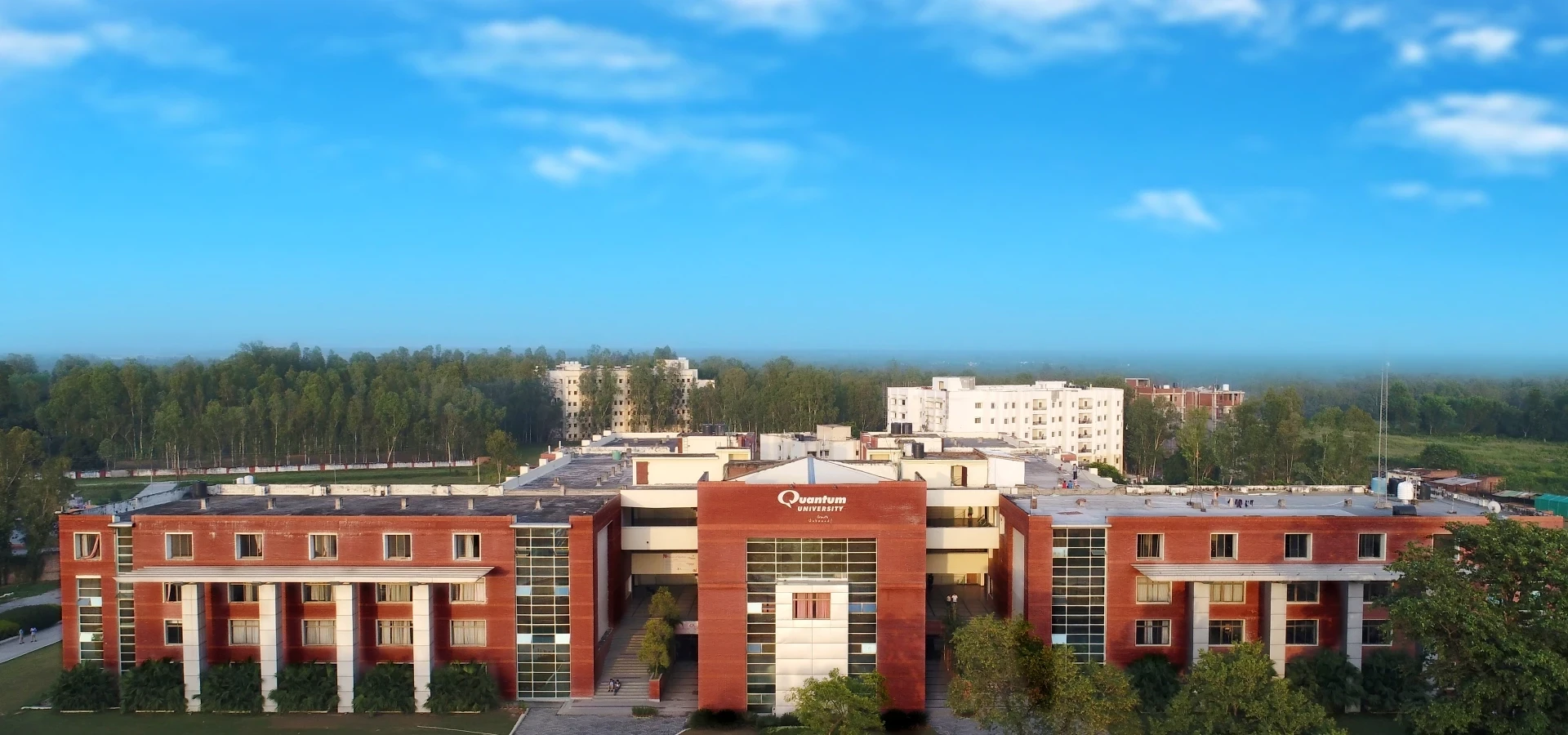 Aerial view of Quantum University campus in Roorkee